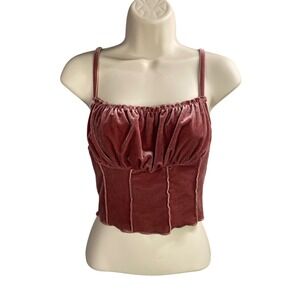 SHEIN Velvet Ruched Corset Crop Top Medium Y2k Milkmaid Renaissance Fairy Grunge
